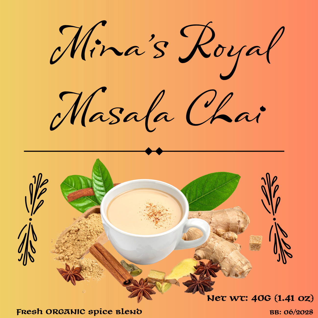 Organic Indian Chai Masala Powder (20 cups)