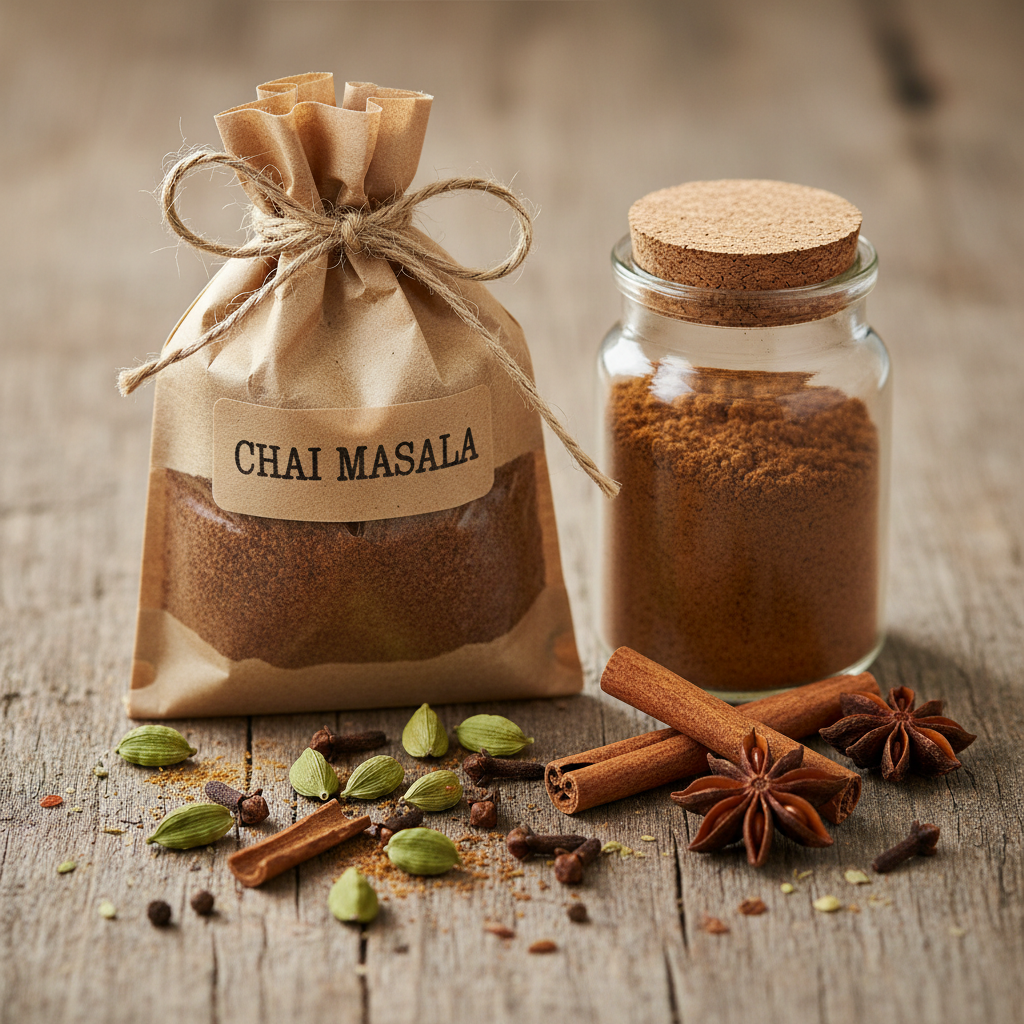 Homemade Indian Chai Masala Powder with whole spices